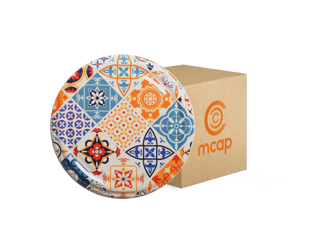 Toptan Kolili Çini 1 Desenli Kavanoz Kapak Çeşitleri - 1100 Adet (66mm)