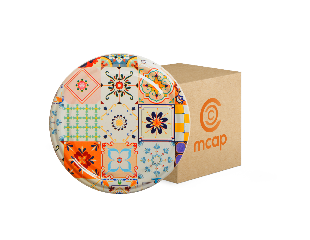 Toptan Kolili Çini 2 Desenli Kavanoz Kapak Çeşitleri - 1100 Adet (66mm)