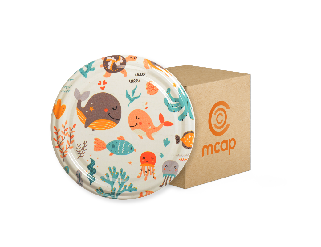 Box Patterned Jar Lid - 650 Pieces (82mm) - Underwater Pattern