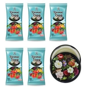 Desenli Konserve Kavanoz Kapağı - 5 Paket - 50 Adet (Standart Boy - 82 mm) - Gül Desenli