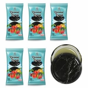 Desenli Konserve Kavanoz Kapağı - 5 Paket - 50 Adet (Standart Boy - 82 mm) - Mermer Desenli