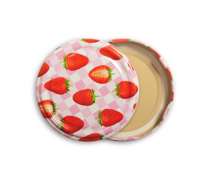 Patterned Canning Jar Lid - 10 Pieces (Standard Length - 82 mm) - Strawberry Pattern