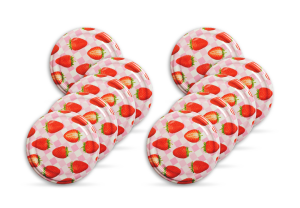 Patterned Canning Jar Lid - 10 Pieces (Standard Length - 82 mm) - Strawberry Pattern