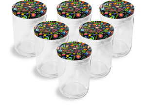 Cam Kavanoz ve Bahar Desenli Kavanoz Kapak Çeşitleri  - 6 Adet (660 ml - 82mm)