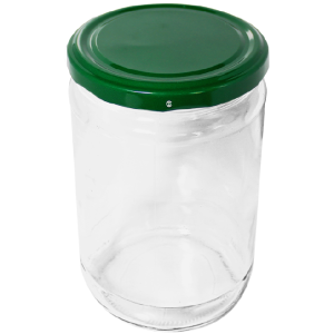 Cam Kavanoz ve yeşil Renk Kavanoz Kapak Çeşitleri  - 6 Adet (660 ml - 82mm)