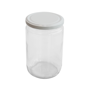 Cam Kavanoz ve Beyaz Renk Kavanoz Kapak Çeşitleri  - 6 Adet (660 ml - 82mm)