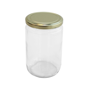 Cam Kavanoz ve Gold Renk Kavanoz Kapak Çeşitleri  - 6 Adet (660 ml - 82mm)