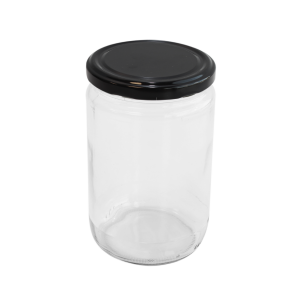 Cam Kavanoz ve Siyah Renk Kavanoz Kapak Çeşitleri  - 6 Adet (660 ml - 82mm)