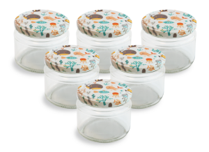 Cam Kavanoz ve Su Altı Desenli Kavanoz Kapak Çeşitleri  - 6 Adet (330 ml - 82mm)