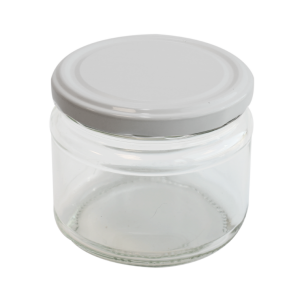 Cam Kavanoz ve Beyaz Renk Kavanoz Kapak Çeşitleri  - 6 Adet (330 ml - 82mm)