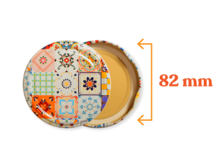 Toptan Kolili Çini 2 Desenli Kavanoz Kapak Çeşitleri  - 1100 Adet (66mm)