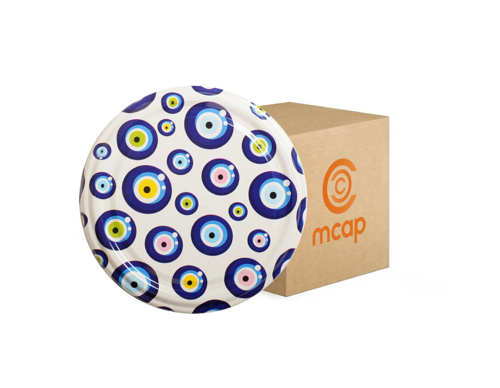 Box Patterned Jar Lid - 1100 Pieces (66mm) - Evil Eye Bead Pattern