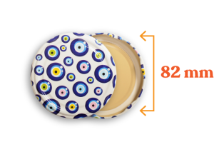 Toptan Kolili  Nazar Boncuğu Desenli Kavanoz Kapak Çeşitleri  - 1100 Adet (66mm)