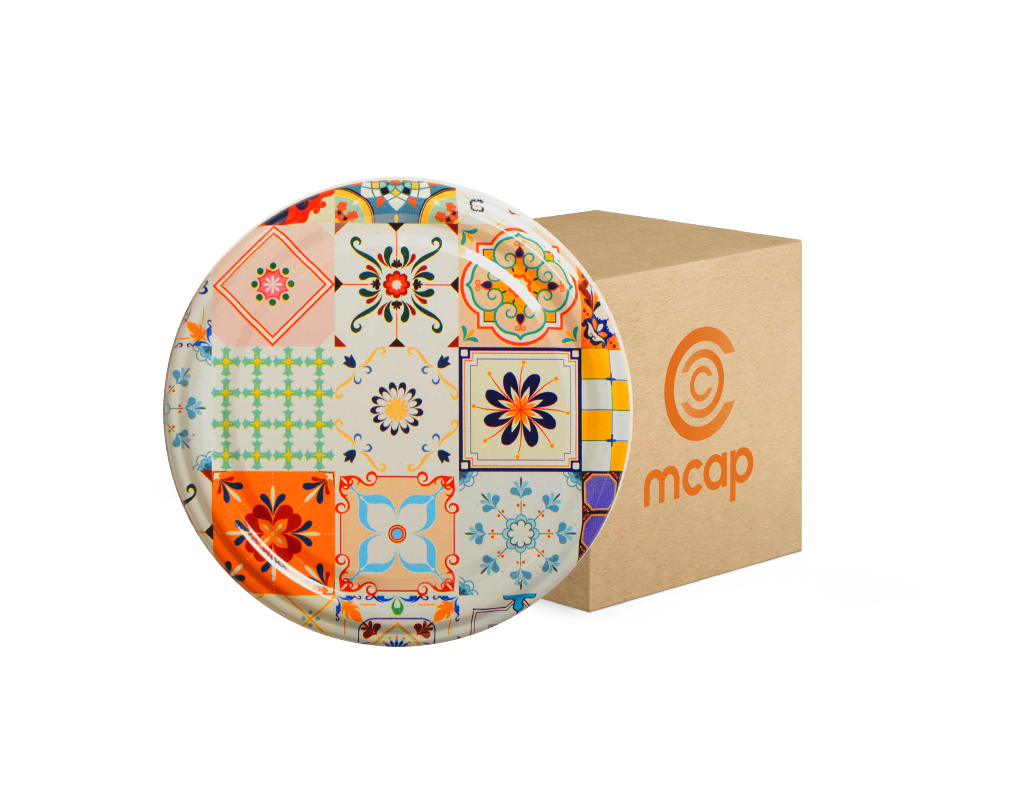 Toptan Kolili Çini 2 Desenli Kavanoz Kapak Çeşitleri  - 650 Adet (82mm)