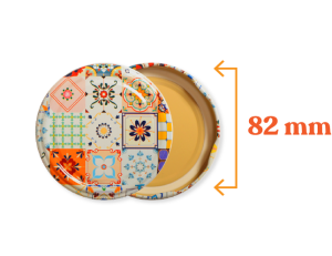 Toptan Kolili Çini 2 Desenli Kavanoz Kapak Çeşitleri  - 650 Adet (82mm)