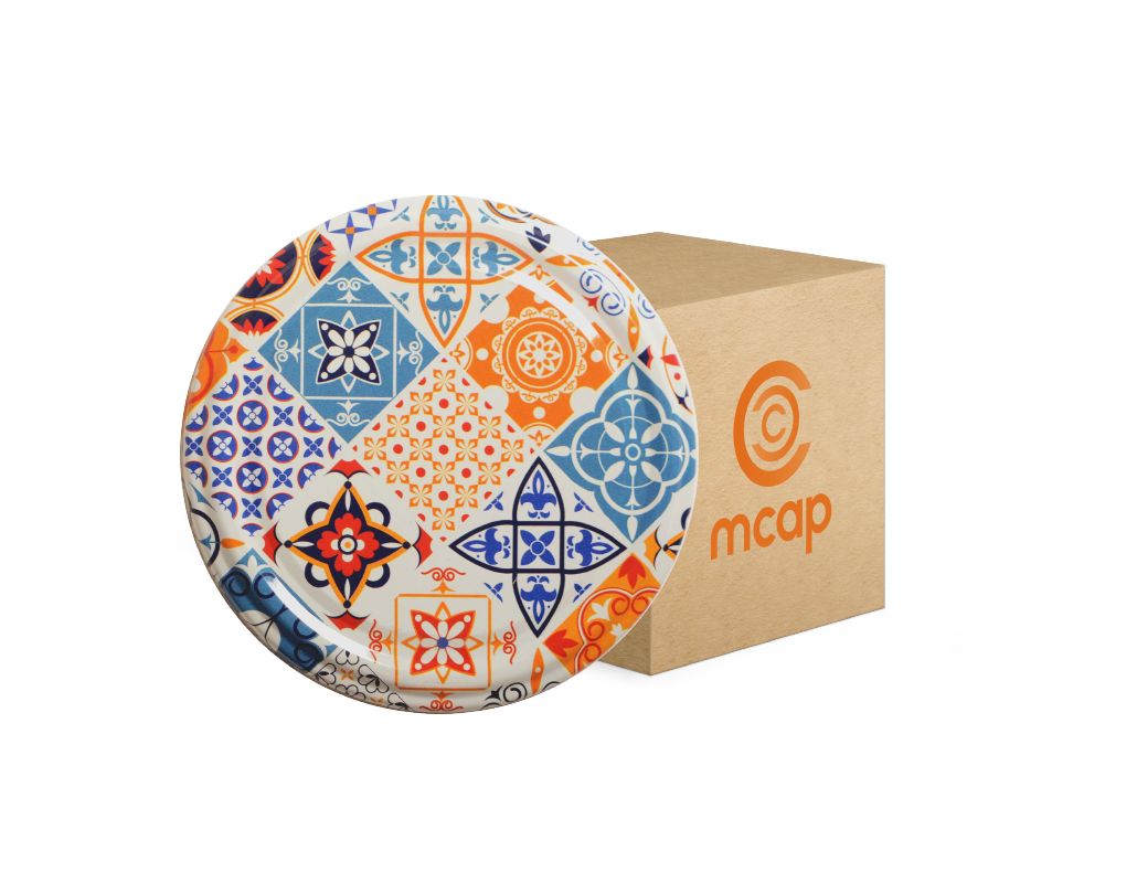 Toptan Kolili Çini 1 Desenli Kavanoz Kapak Çeşitleri  - 650 Adet (82mm)