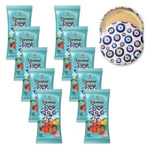 Konserve Kavanoz Kapağı - 10 Paket - 100 Adet (Standart Boy - 82 mm) Nazar Boncuğu Desenli
